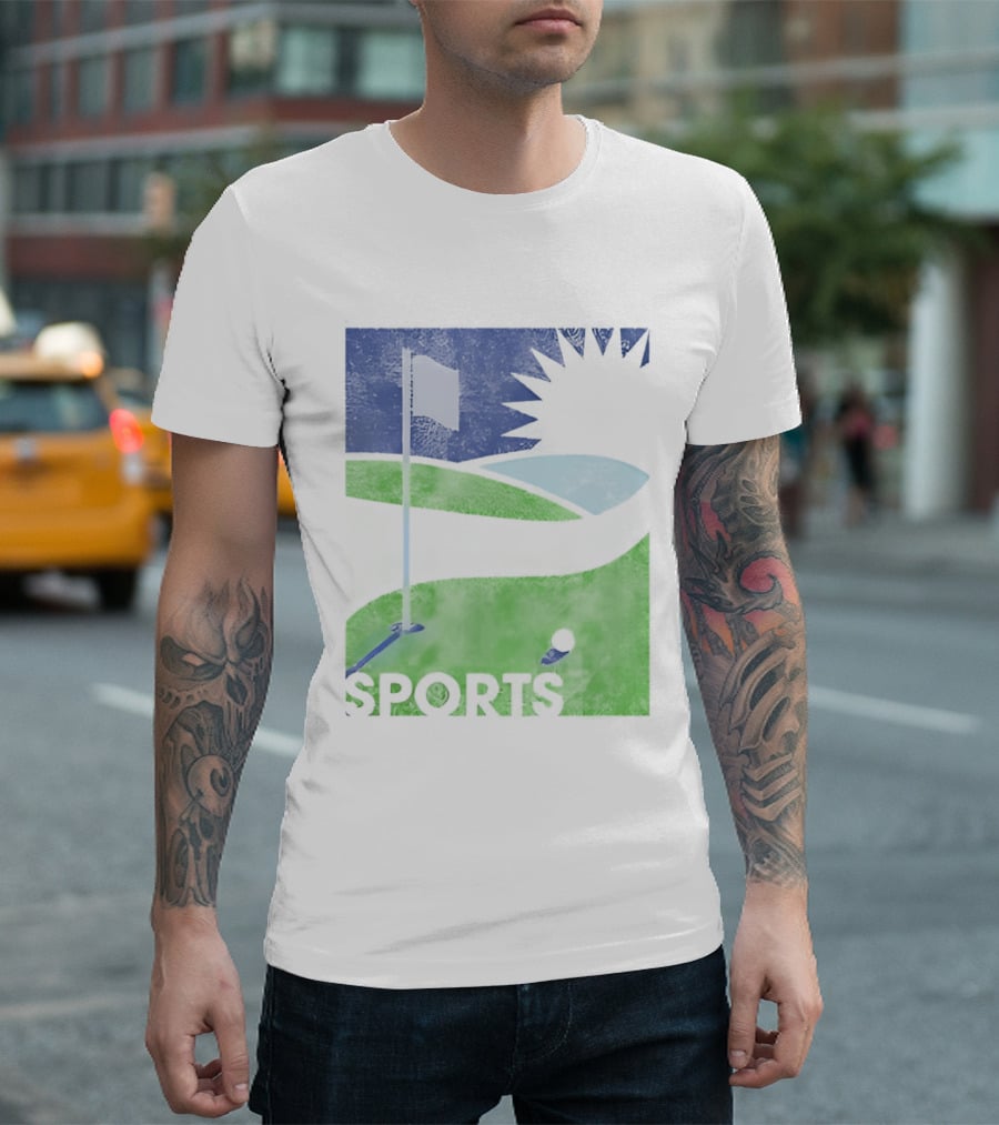 Golf Course Scenery Sports Landscape Sun Flag Ball T-Shirt