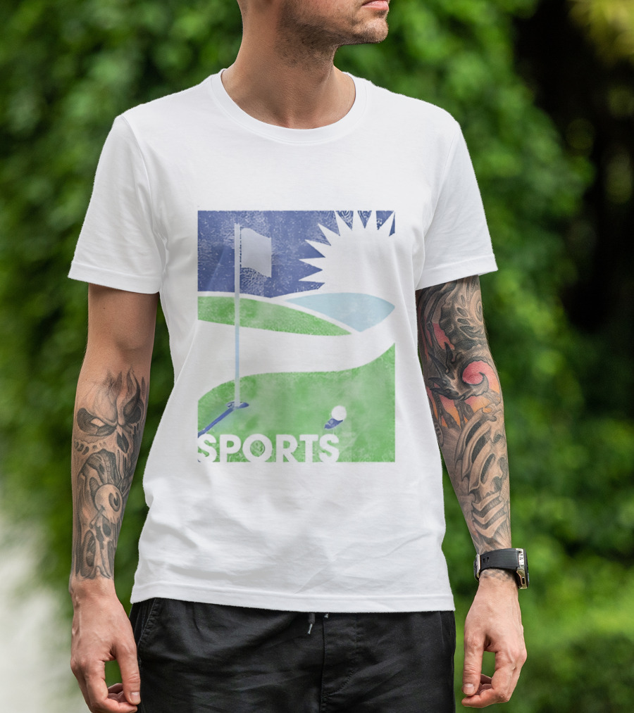 Golf Course Scenery Sports Landscape Sun Flag Ball T-Shirt