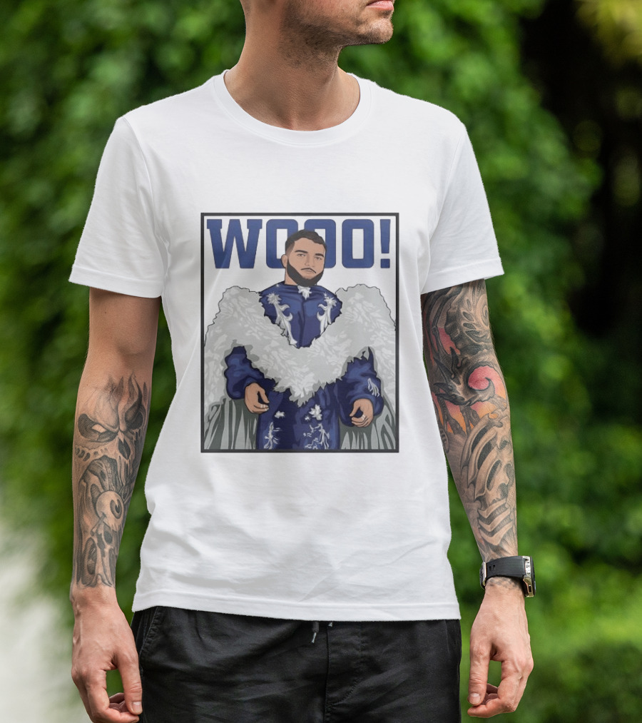 Wooo Skatt Flair New York Giants Iconic Blue Robe T-Shirt