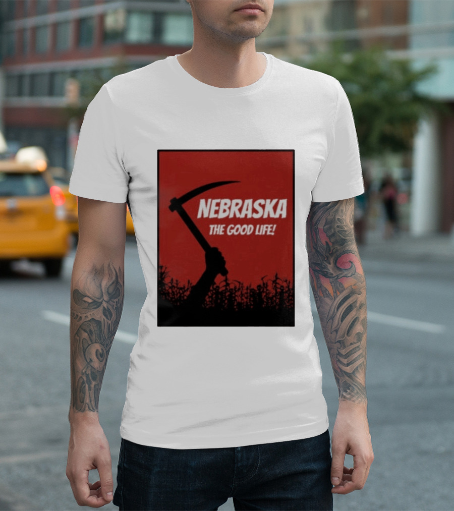 Nebraska The Good Life Hand With Sickle And Crop T-Shirt