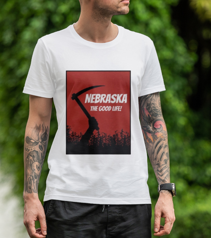 Nebraska The Good Life Hand With Sickle And Crop T-Shirt