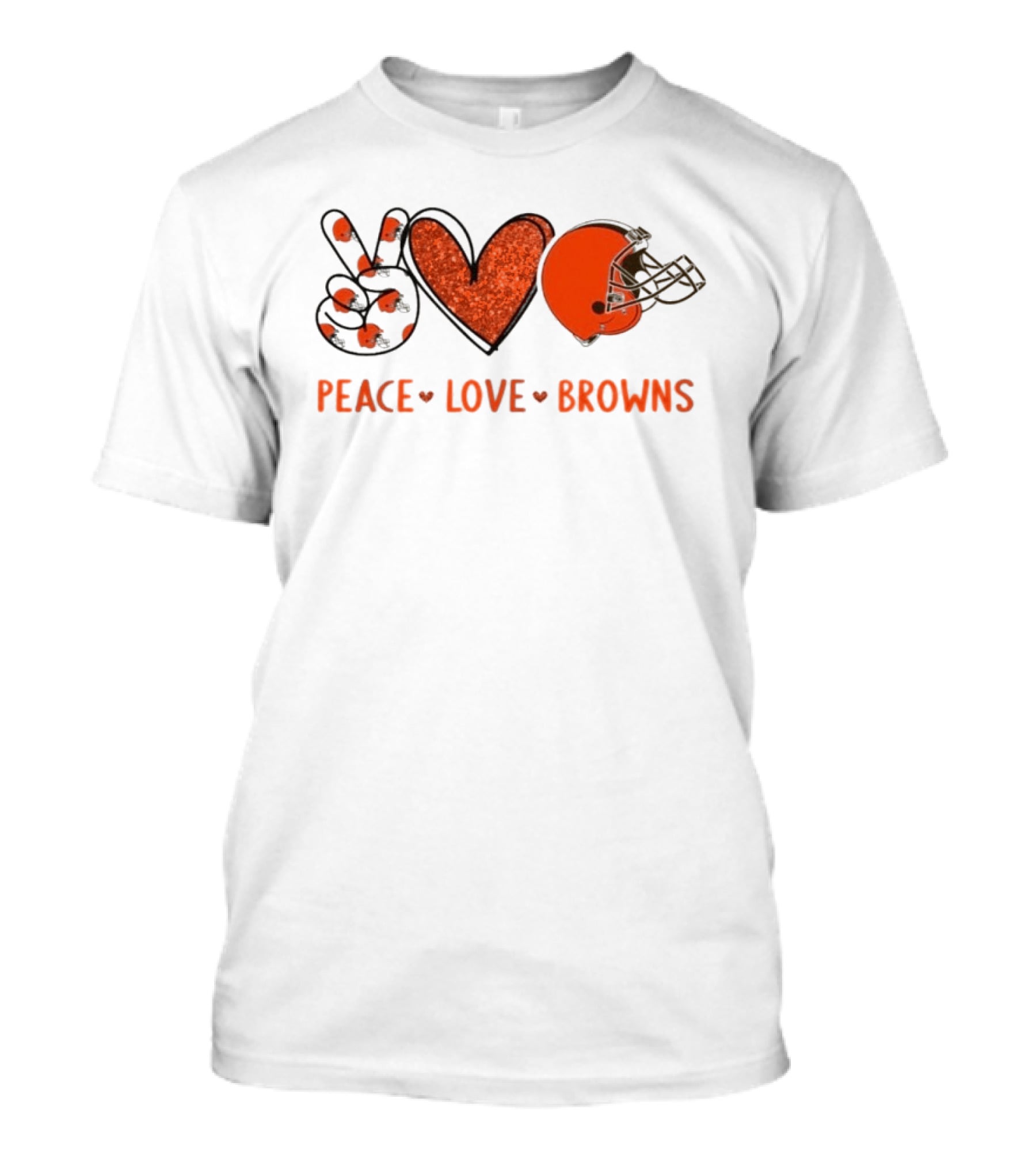 Peace Love Cleveland Browns Football Helmet Fan T-Shirt