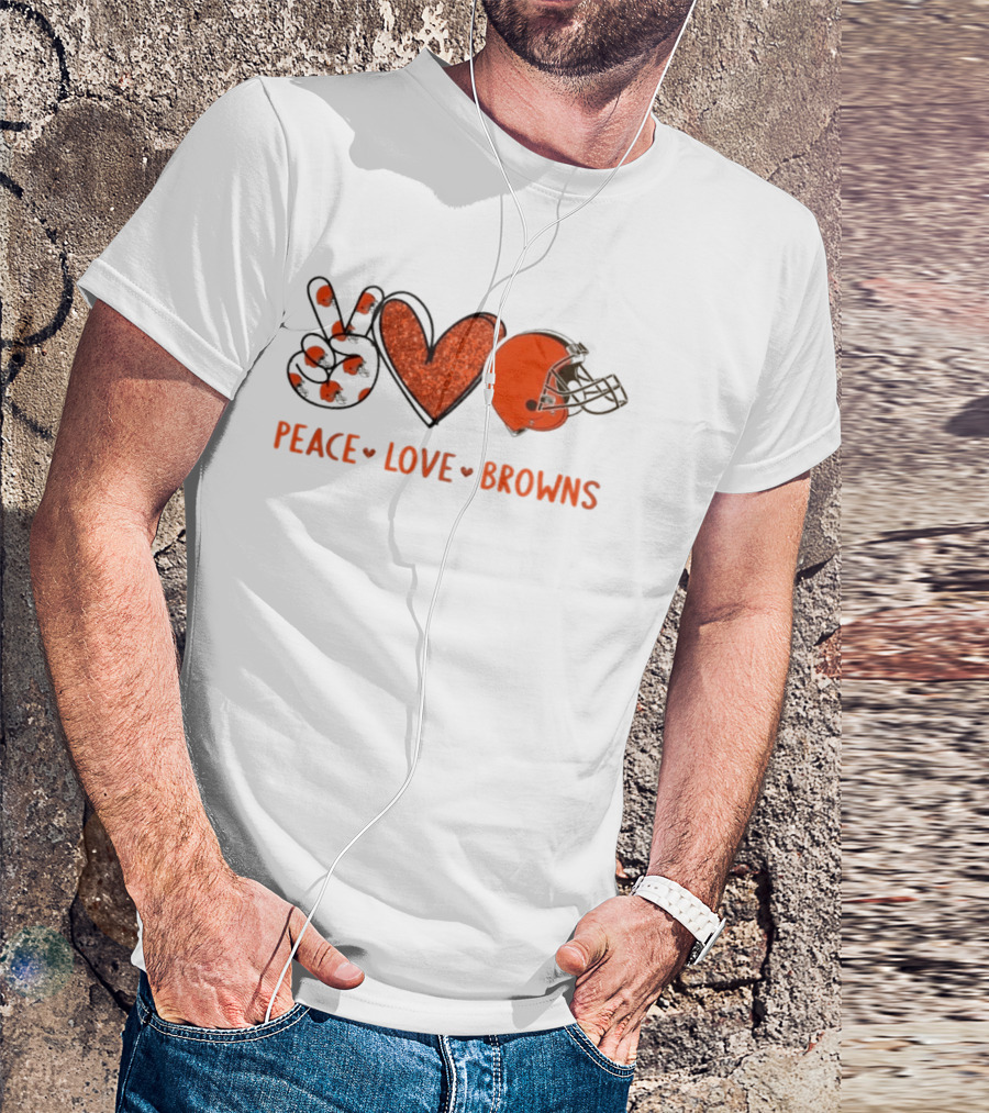 Peace Love Cleveland Browns Football Helmet Fan T-Shirt