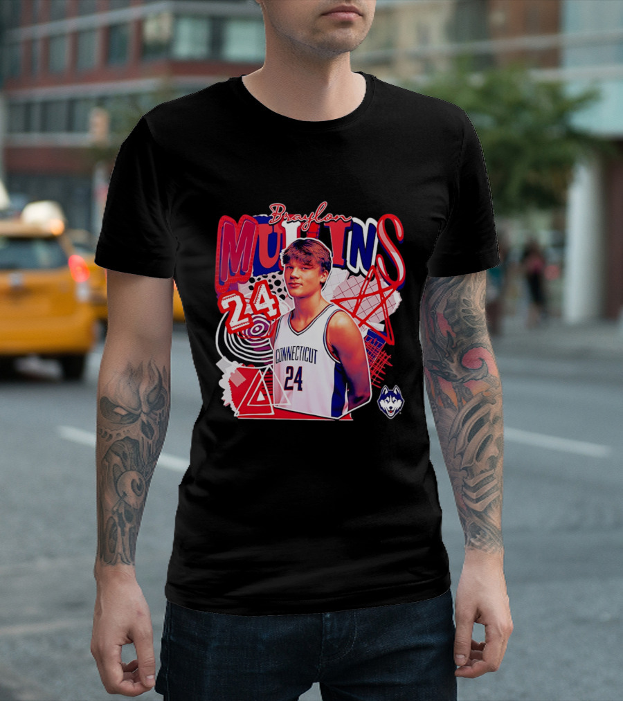 Braylon Mullins Connecticut Basketball 24 NCAA Collage Comfort T-Shirt