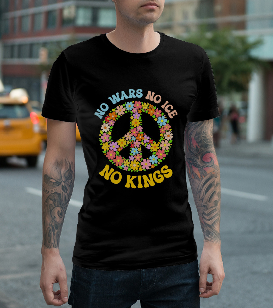 No Wars No Ice No Kings Peace Floral Motif T-Shirt