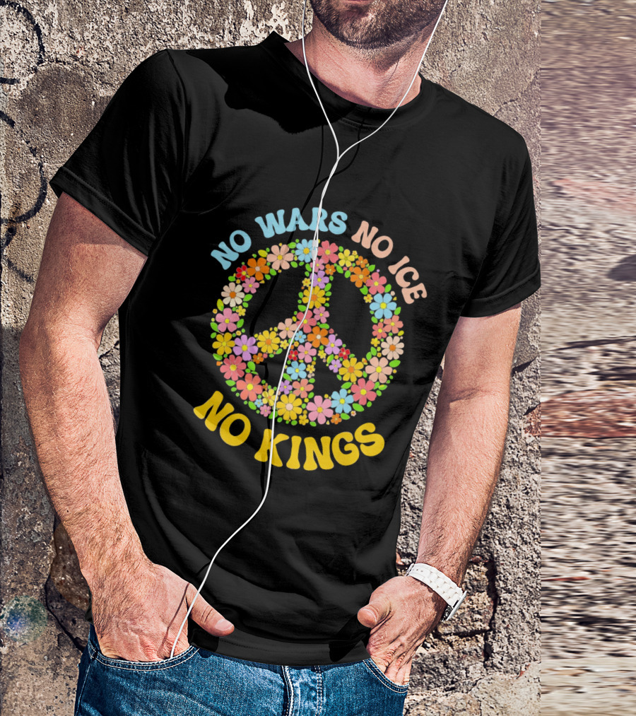 No Wars No Ice No Kings Peace Floral Motif T-Shirt