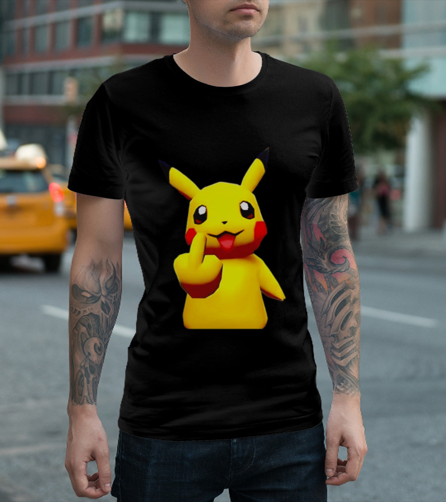 Pikachu Pokémon Middle Finger Gesture T-Shirt