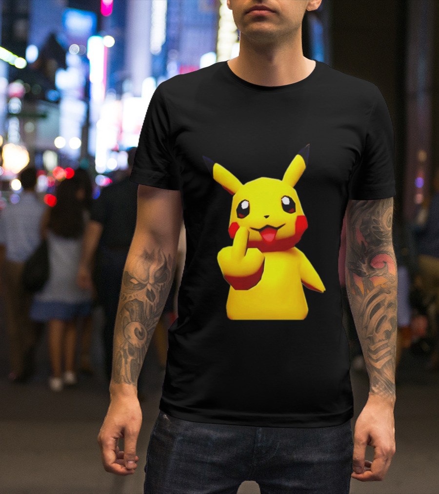 Pikachu Pokémon Middle Finger Gesture T-Shirt