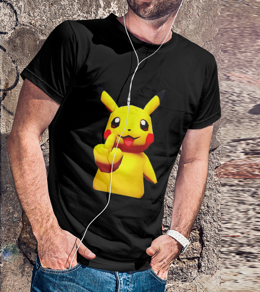 Pikachu Pokémon Middle Finger Gesture T-Shirt