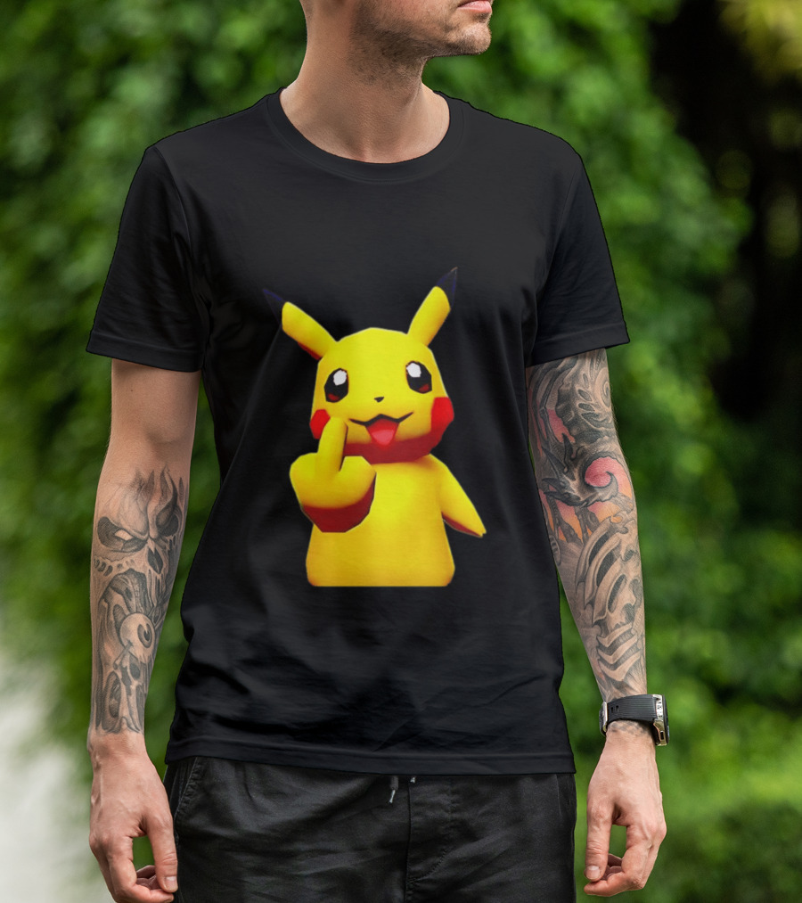 Pikachu Pokémon Middle Finger Gesture T-Shirt