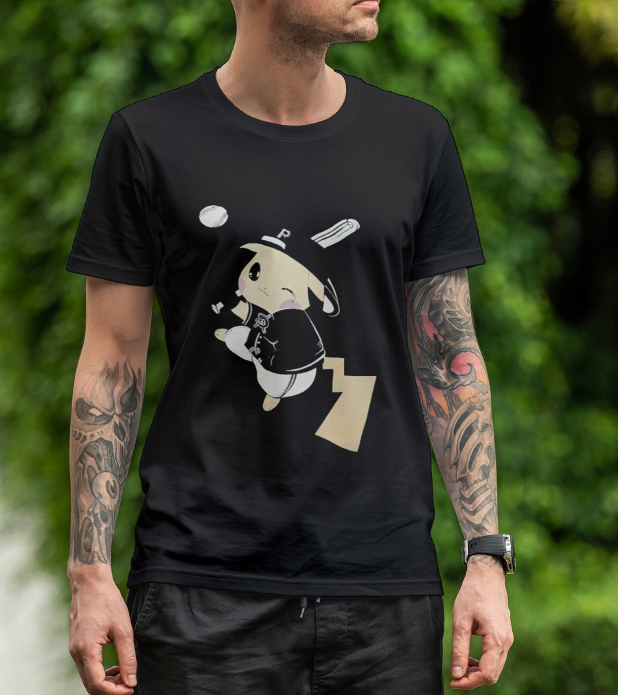 Pokemon Pittsburgh Pirates Baseball Collaboration Pikachu Pitching T-Shirt