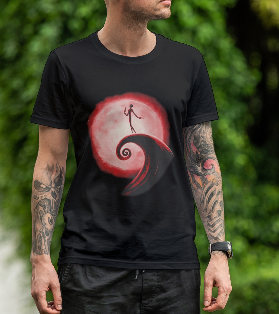 Daredevil The Nightmare Before Christmas Crossover Red Moon Scene T-Shirt