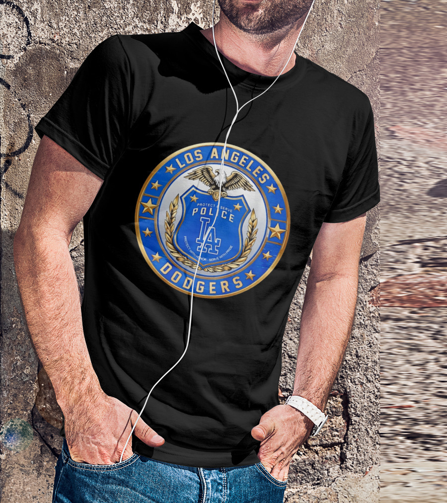 Los Angeles Dodgers Police Badge Protect And Serve With Pride Eagle T-Shirt