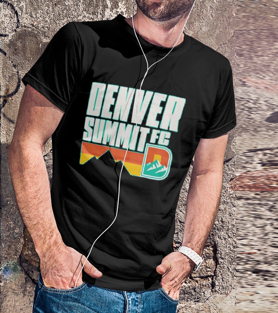 Denver Summit FC Mountains D Emblem Olive Wordmark T-Shirt