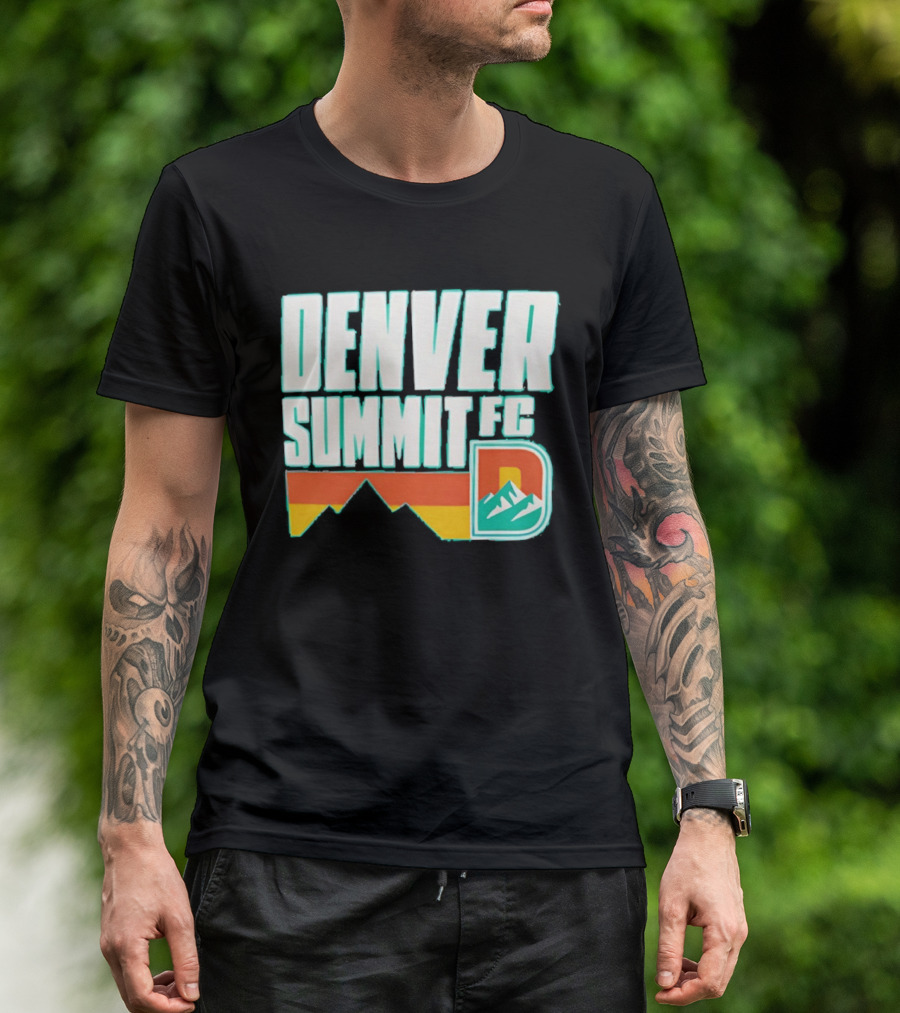 Denver Summit FC Mountains D Emblem Olive Wordmark T-Shirt