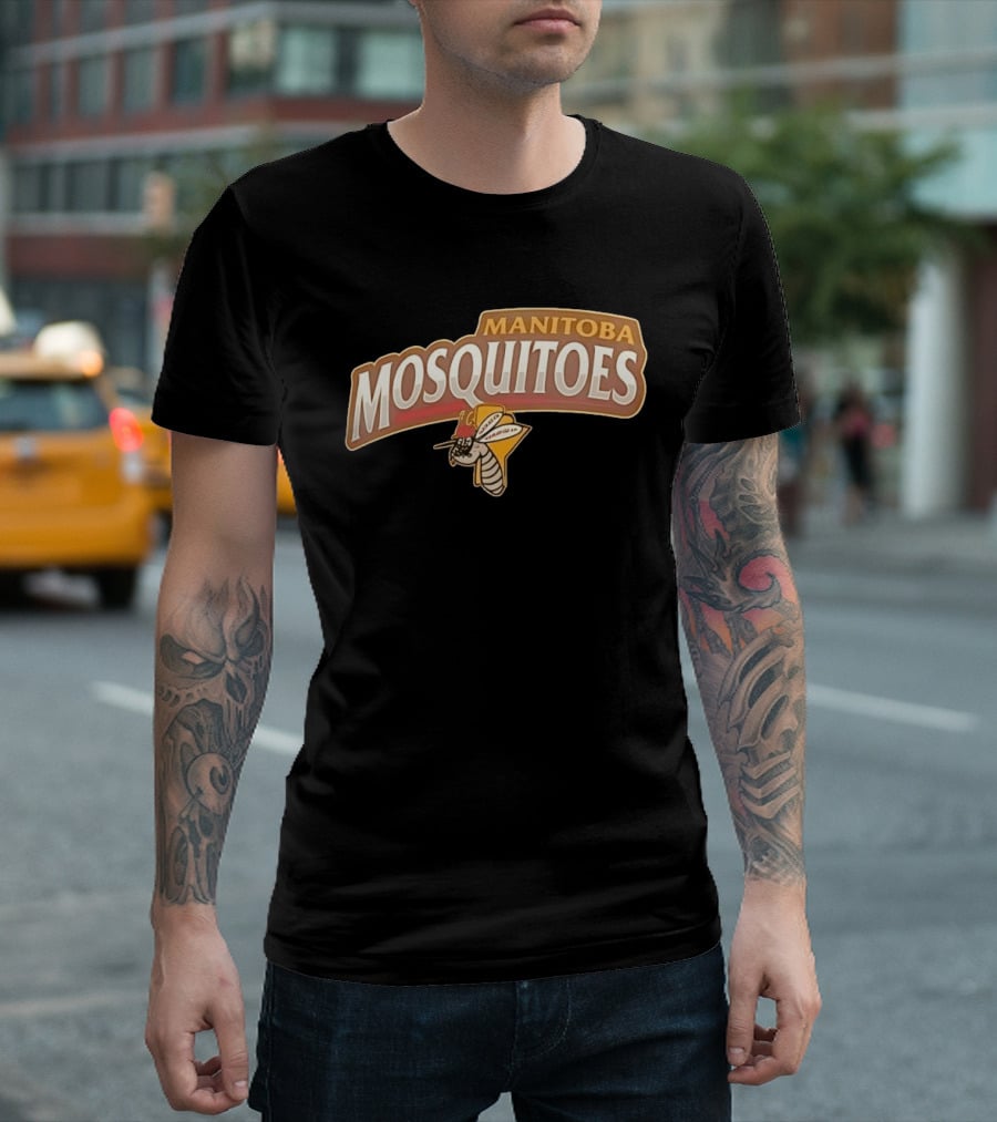 Manitoba Mosquitoes Cartoon Insect With Helmet T-Shirt