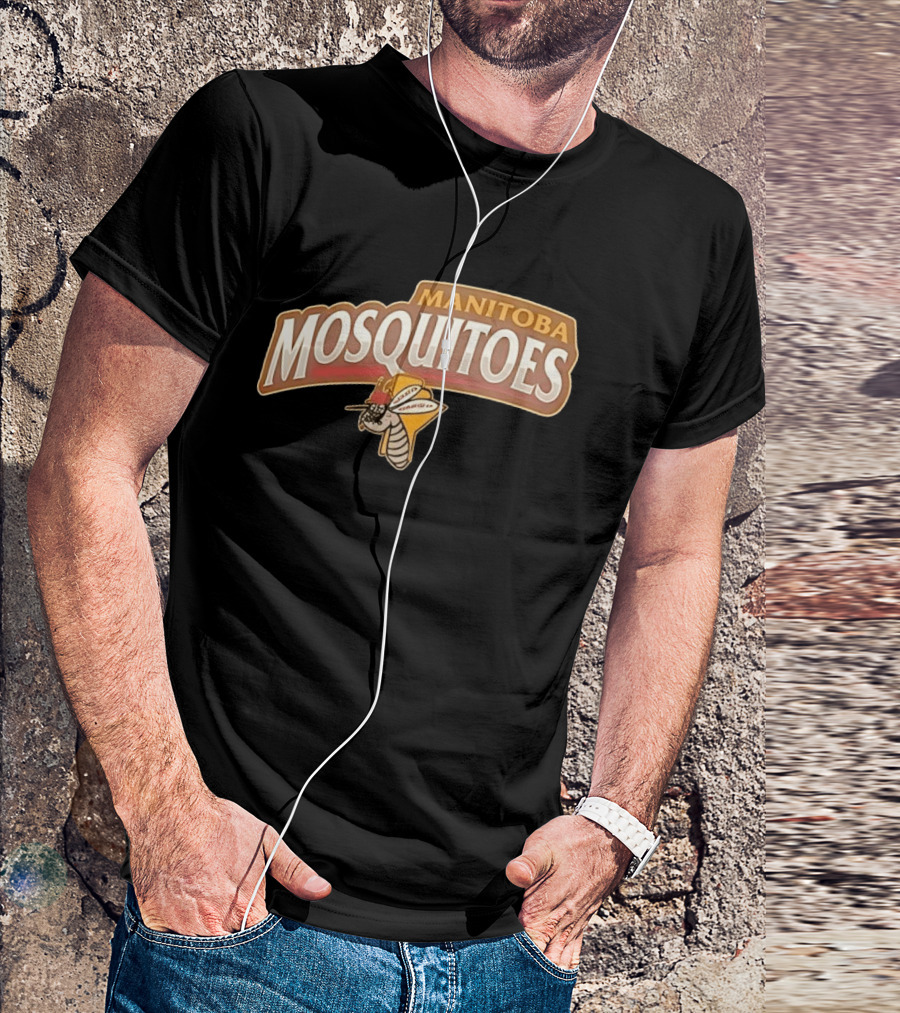 Manitoba Mosquitoes Cartoon Insect With Helmet T-Shirt