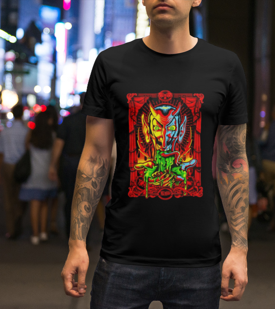 Satan's Puke Black Devil Evil Clown Neon Horror T-Shirt