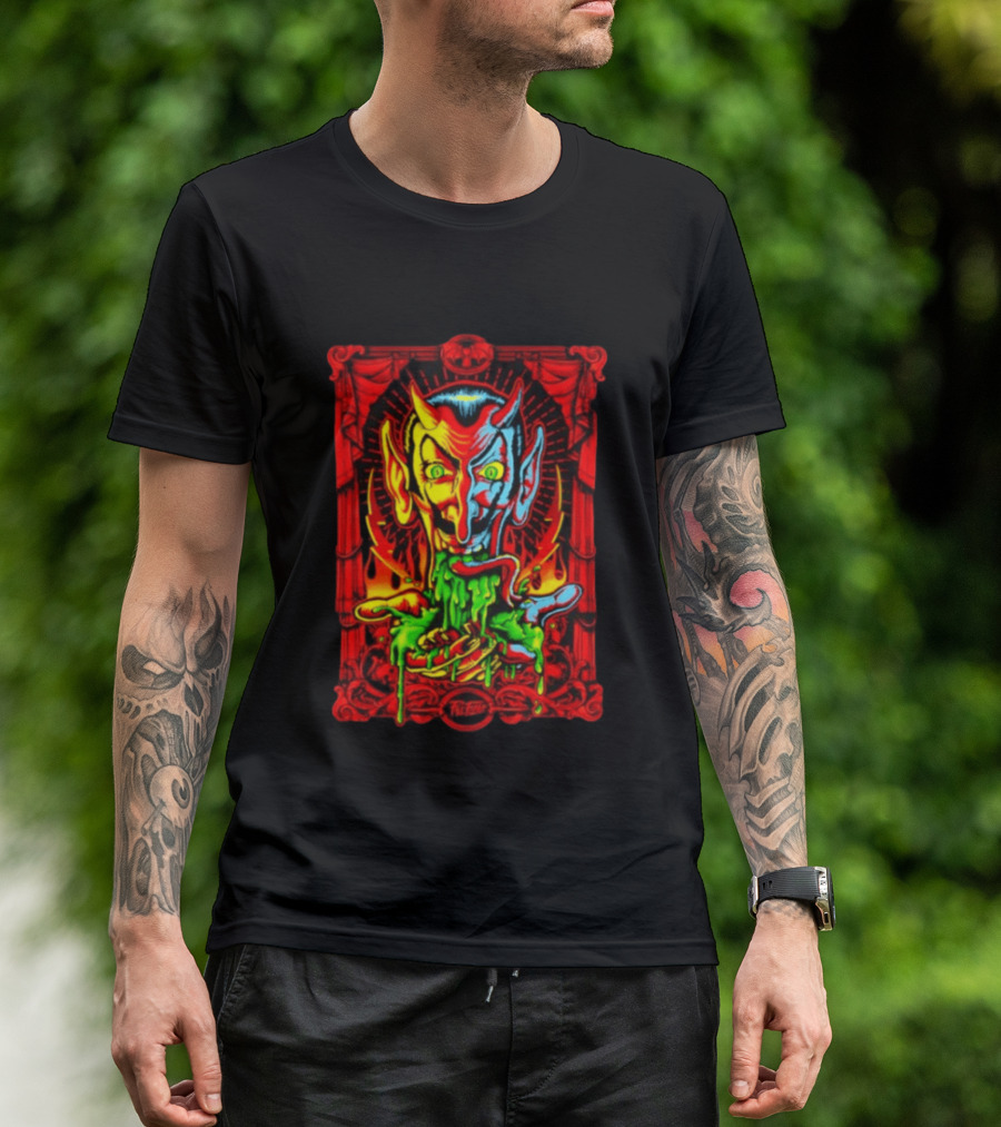 Satan's Puke Black Devil Evil Clown Neon Horror T-Shirt