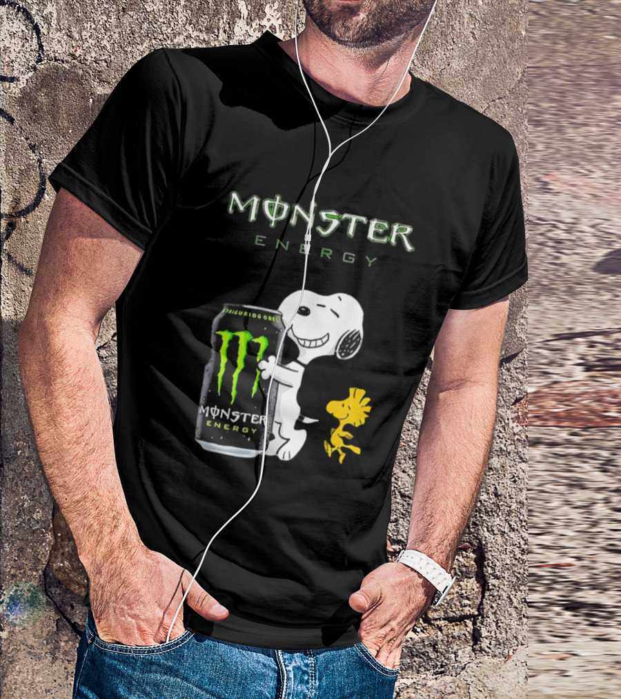 Snoopy And Woodstock Hugging Monster Energy Can Collaboration T-Shirt