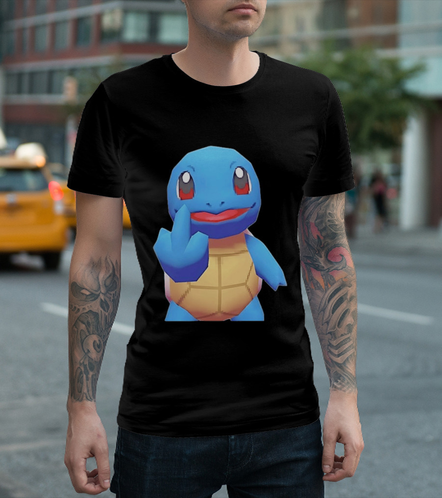 Squirtle Pokémon Gesture Middle Finger Playful Attitude T-Shirt