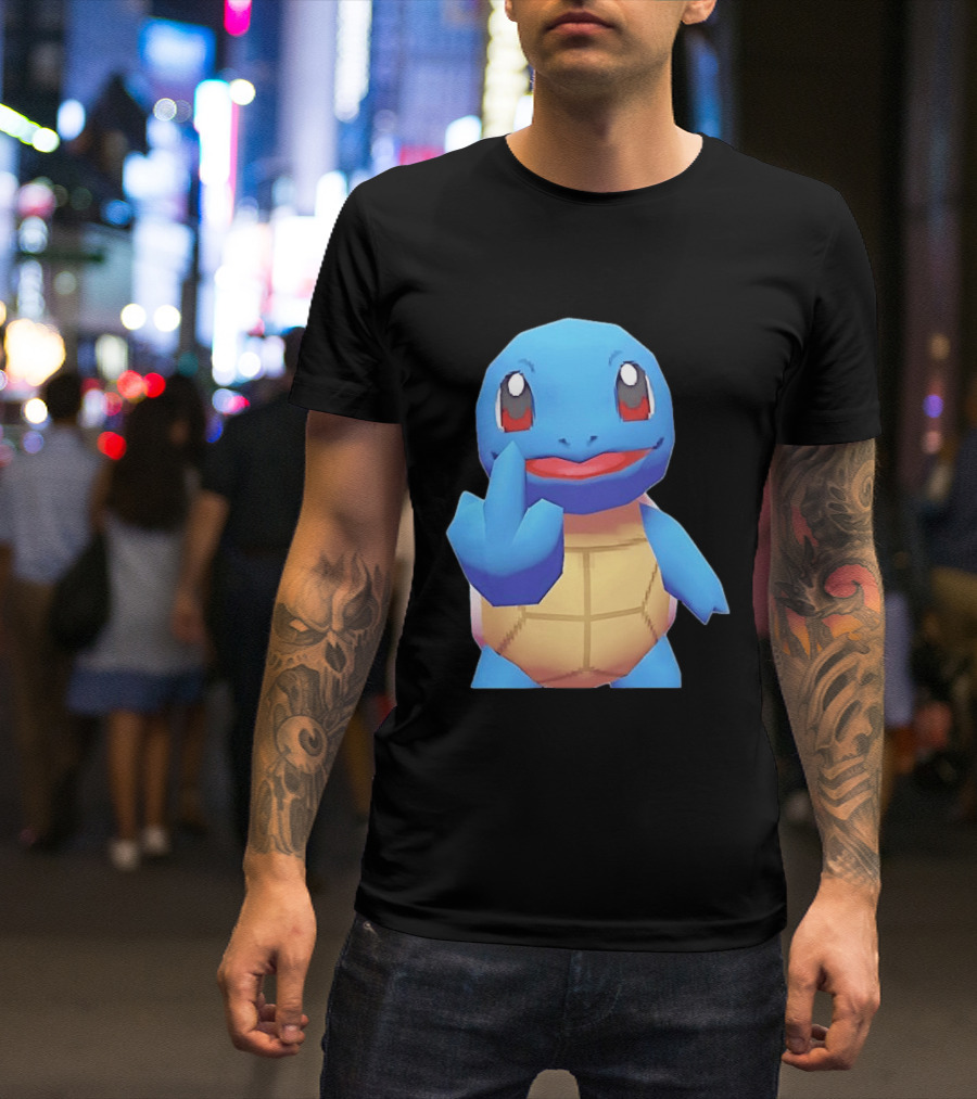 Squirtle Pokémon Gesture Middle Finger Playful Attitude T-Shirt