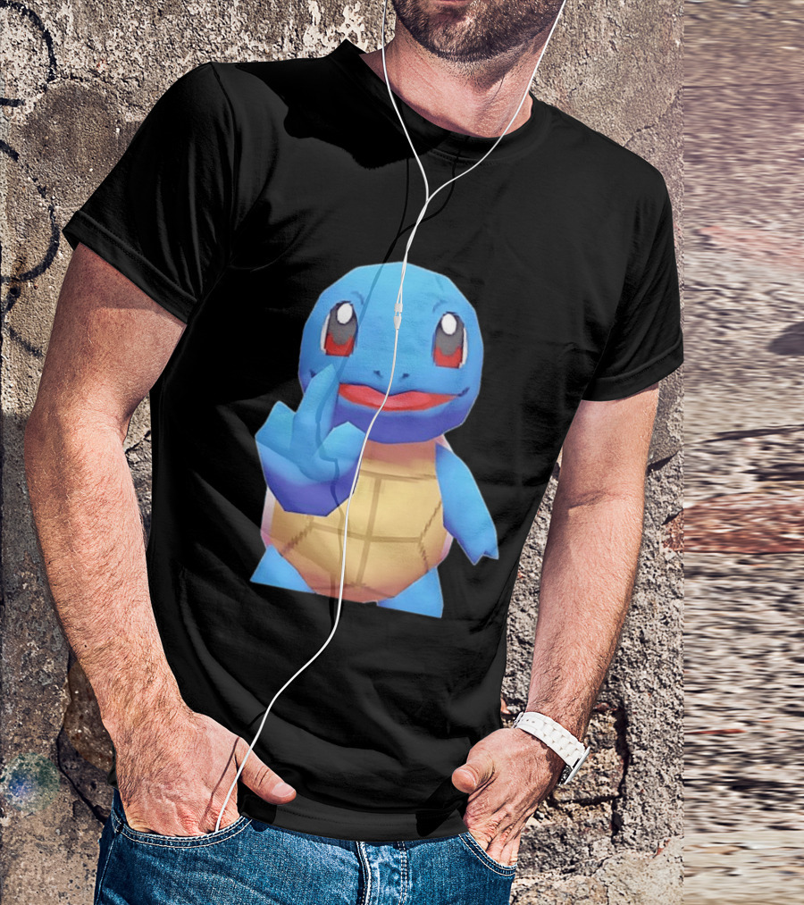 Squirtle Pokémon Gesture Middle Finger Playful Attitude T-Shirt