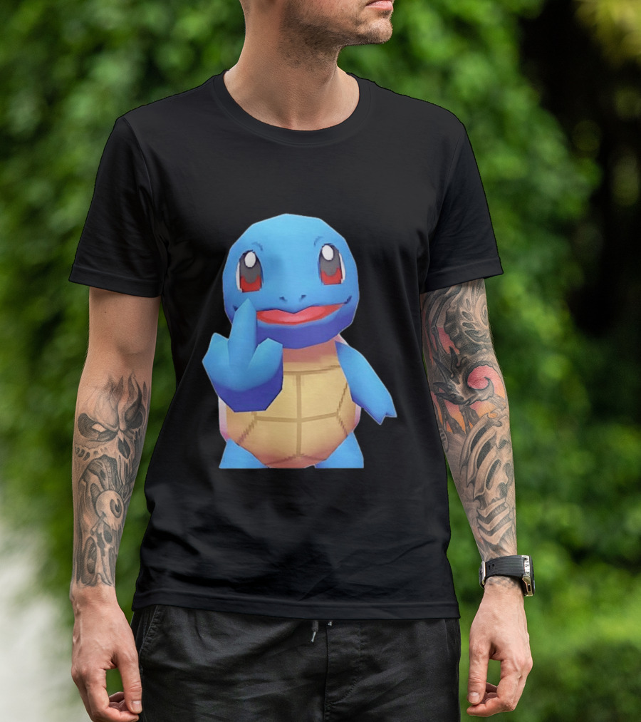 Squirtle Pokémon Gesture Middle Finger Playful Attitude T-Shirt