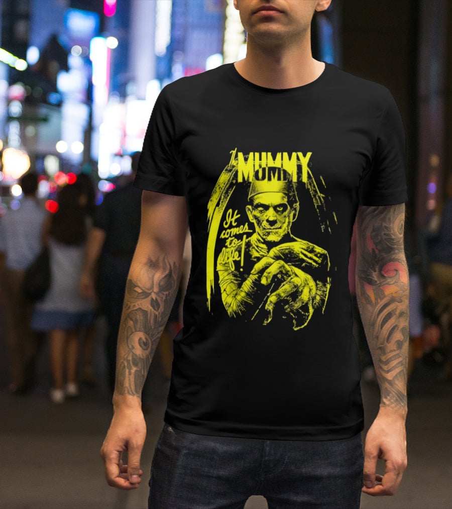 The Mummy It Comes To Life Horror Classic Vintage Yellow T-Shirt