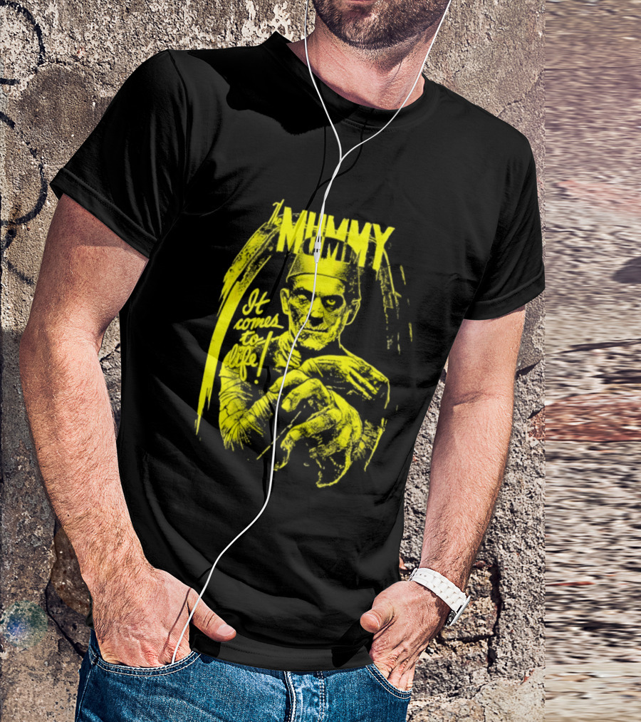 The Mummy It Comes To Life Horror Classic Vintage Yellow T-Shirt