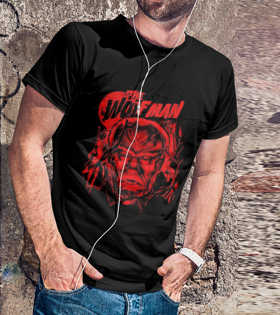 The Wolfman Under Moon Halloween Classic Monster Face T-Shirt