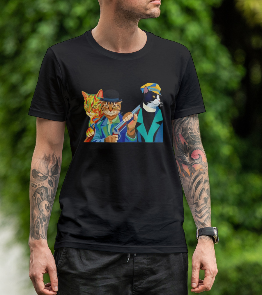 Three Cats Jazz Band Colorful Feline Musicians With Suits And Instruments T-Shirt