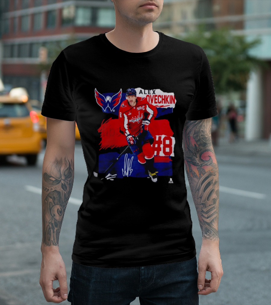 Washington Capitals Alex Ovechkin #8 Hockey Signature T-Shirt