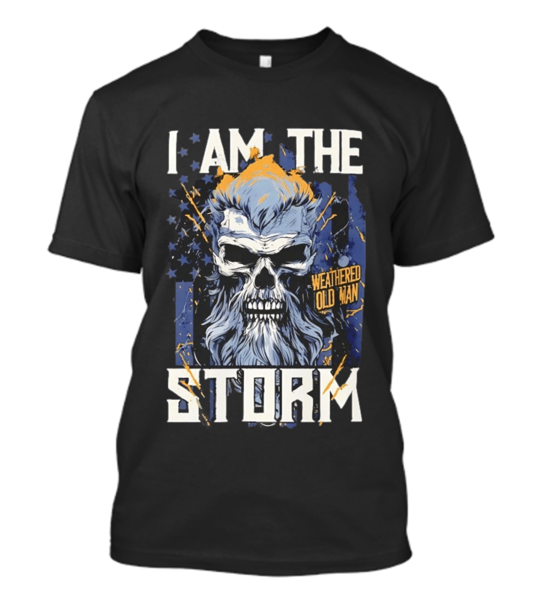 I Am The Storm Weathered Old Man Skull T-Shirt