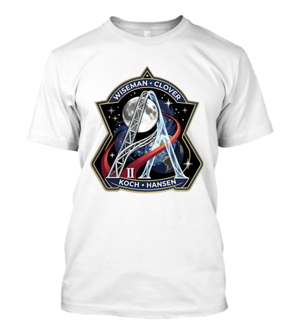 Wiseman Clover Koch Hansen Artemis II Mission Patch With Moon And Earth Galaxy T-Shirt