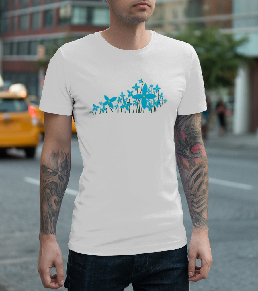 Blue Pea Flower Azure Bluet KY Shape Floral Arrangement T-Shirt