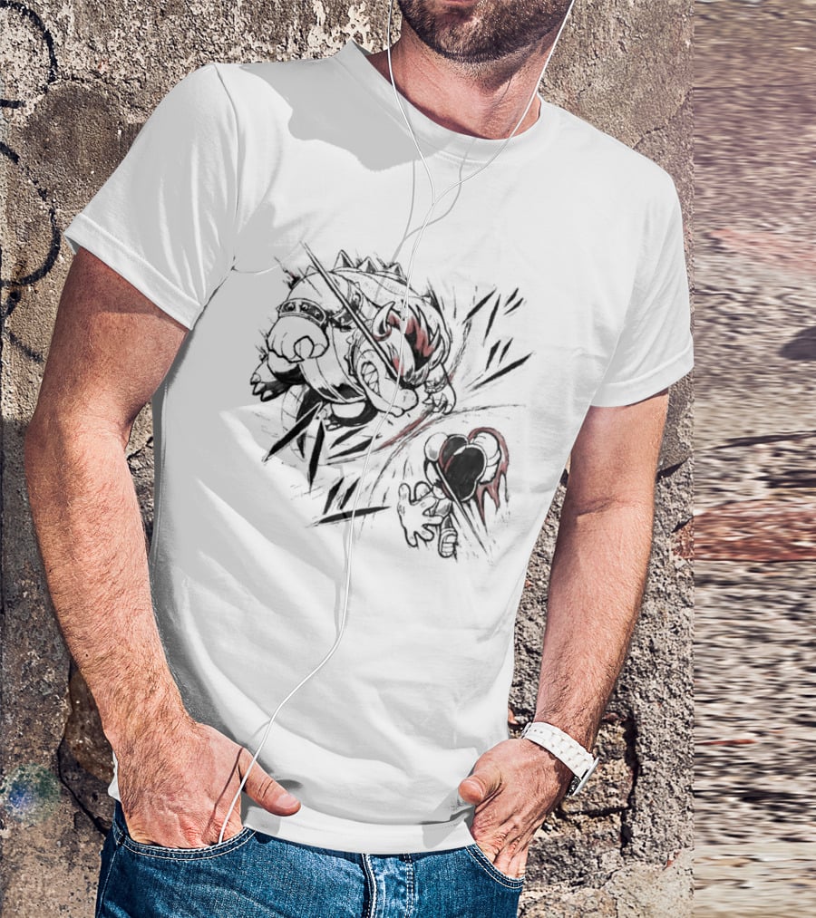 Bowser Vs Mario Epic Showdown Battle Sketch T-Shirt
