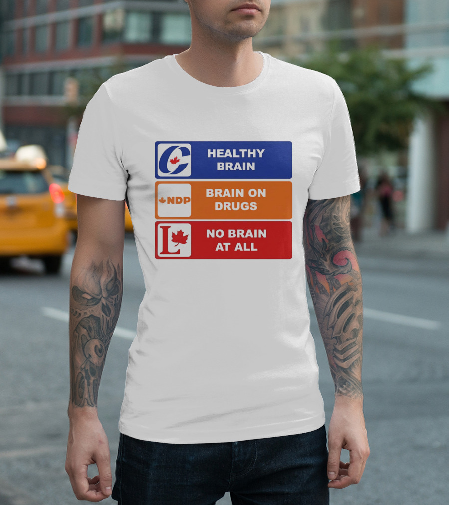 Healthy Brain Brain On Drugs No Brain At All Political Labels T-Shirt