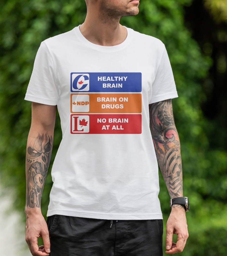 Healthy Brain Brain On Drugs No Brain At All Political Labels T-Shirt