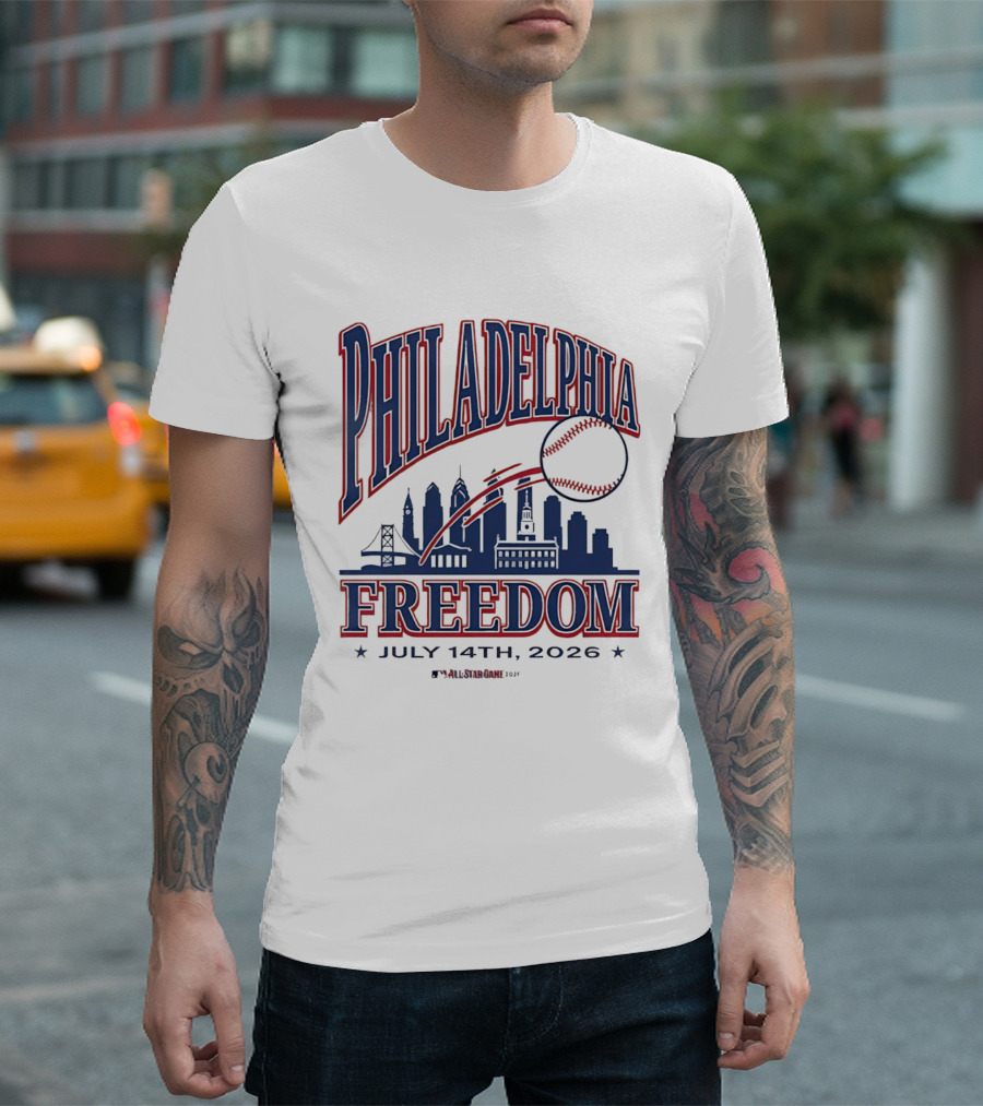 Philadelphia Phillies Light Blue Elton John Philadelphia Freedom July 14th 2026 All Star Game T-Shirt