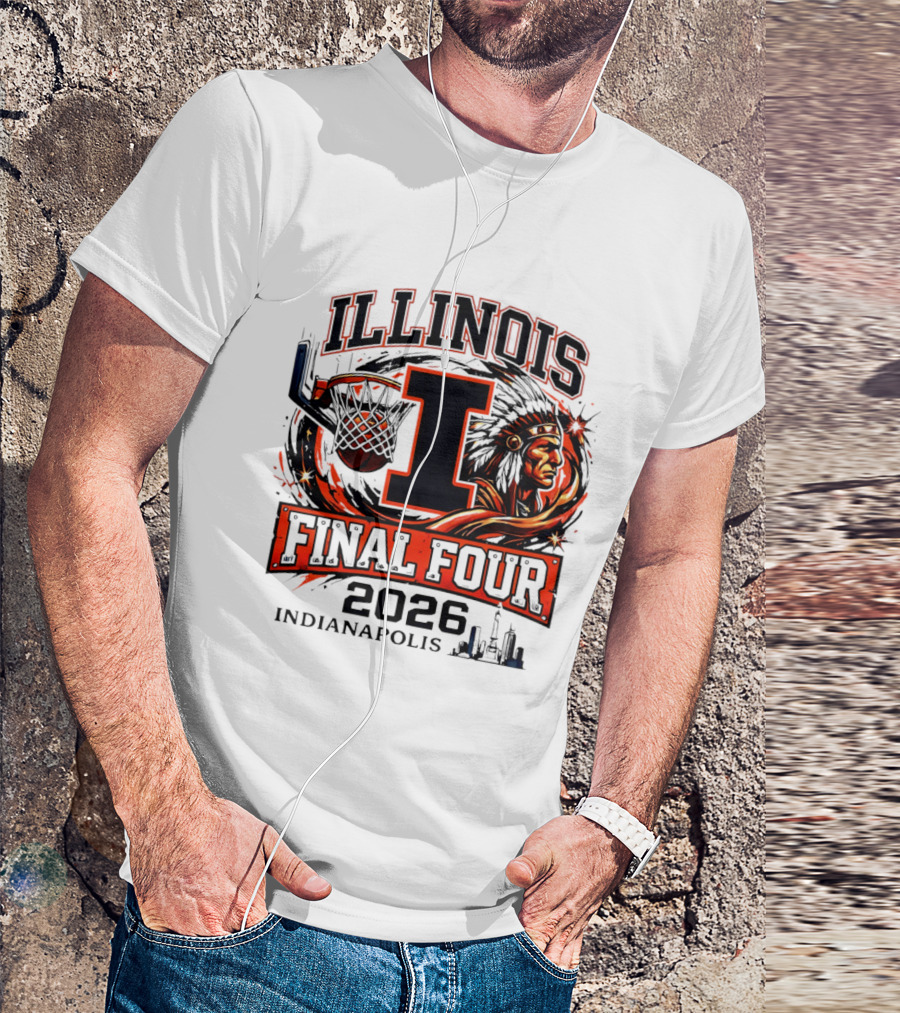 Illinois Basketball Final Four 2026 Indianapolis I Logo And Native American T-Shirt