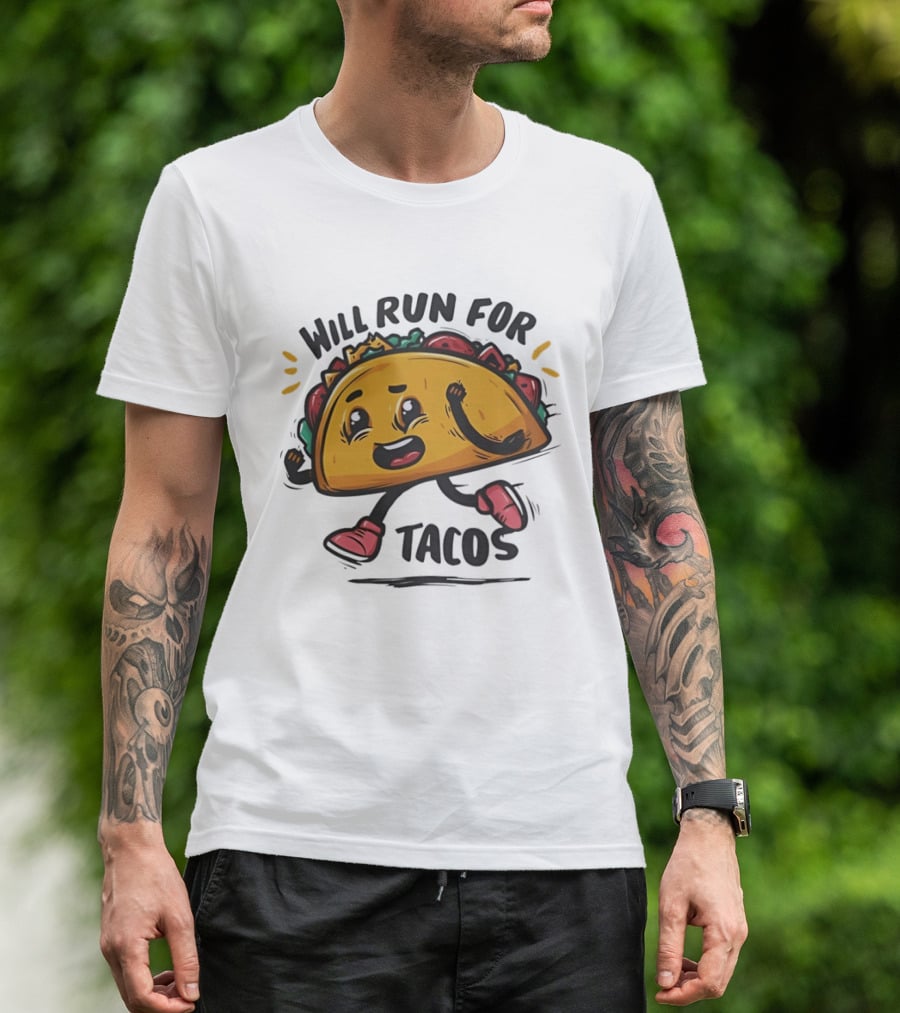 Will Run For Tacos Funny Running Taco Lover T-Shirt