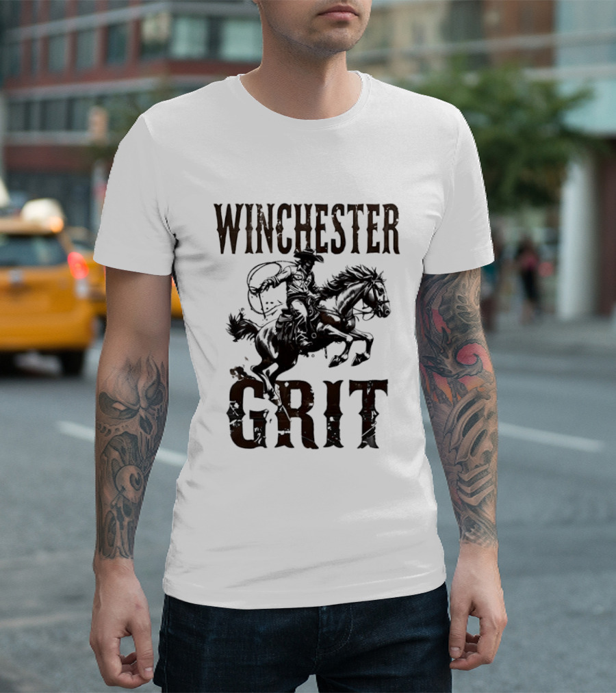 Winchester Grit Cowboys Horses Western Rider T-Shirt