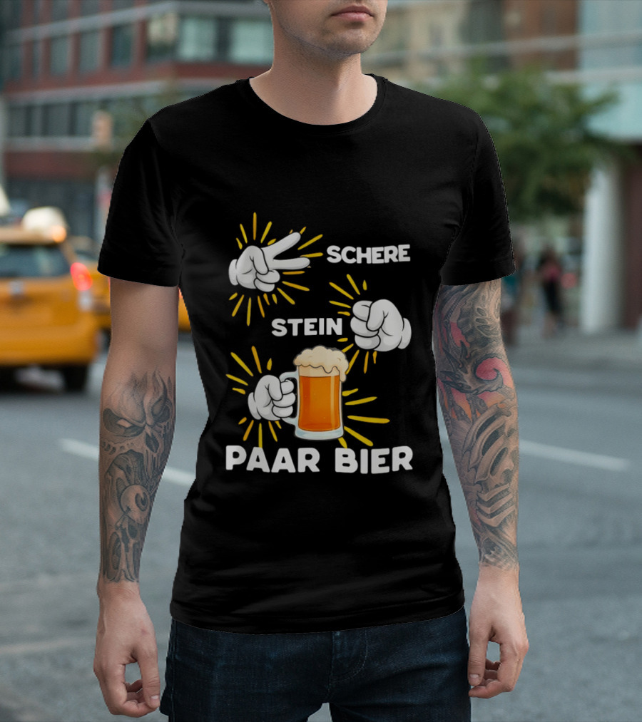 Bachelor Party Schere Stein Paar Bier Fun Celebration T-Shirt