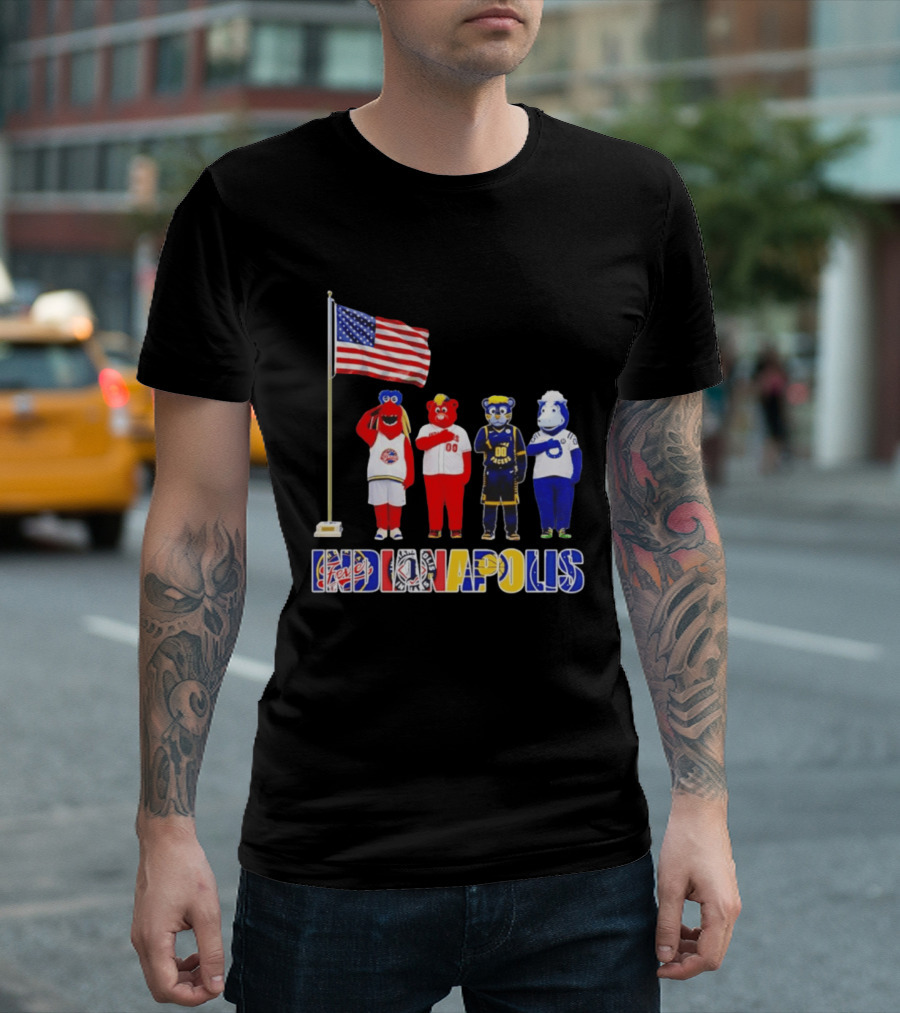 Indiana Fever Indianapolis Mascots Salute Flag With Pacers Colts T-Shirt