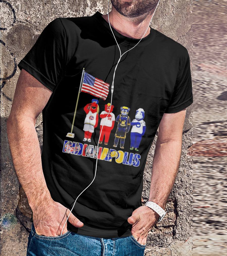 Indiana Fever Indianapolis Mascots Salute Flag With Pacers Colts T-Shirt