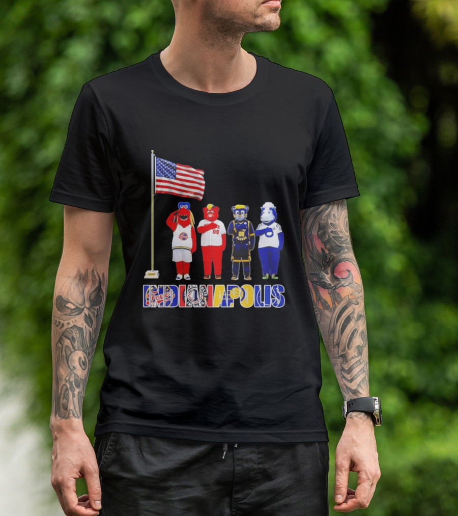 Indiana Fever Indianapolis Mascots Salute Flag With Pacers Colts T-Shirt