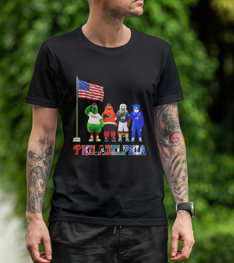 Philadelphia Mascots Saluting The American Flag T-Shirt