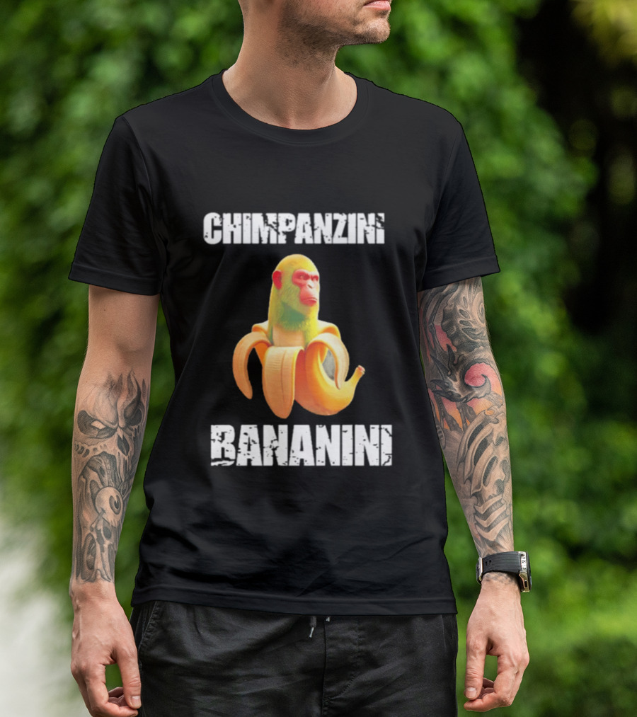 Chimpanzins Bananine Monkey Peeling A Banana T-Shirt