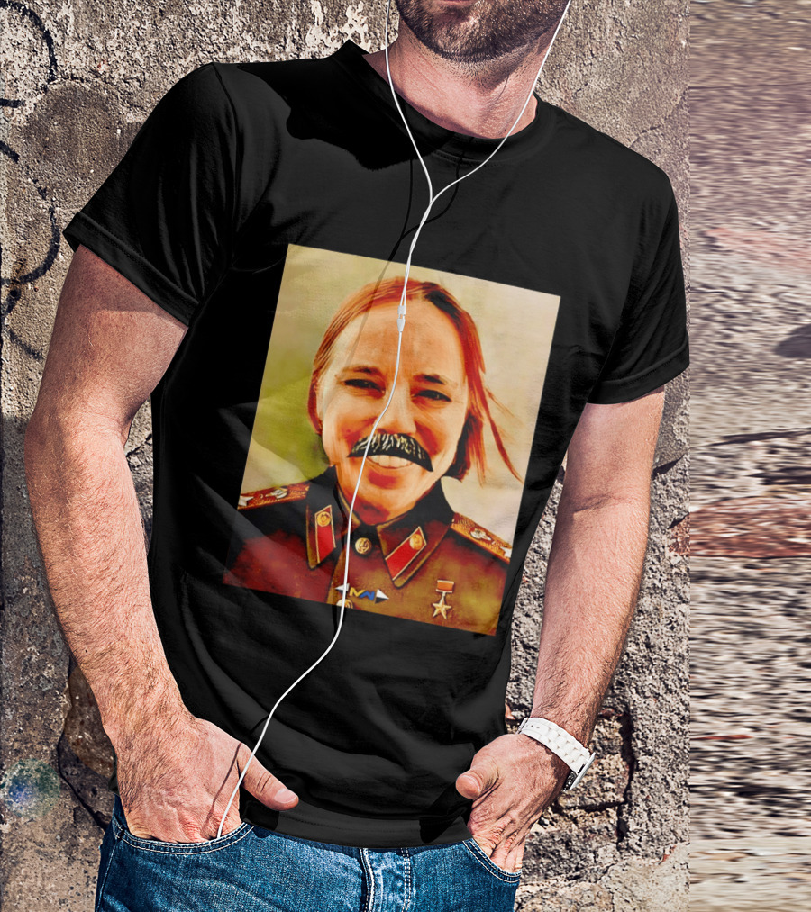 Comrade Bellows Military Portrait Caricature With Mustache T-Shirt